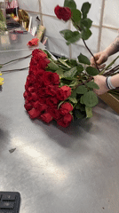 Rose arrangement and selfie captured in Yekaterinburg morning
