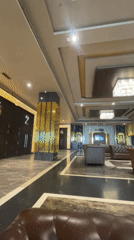 Inside a luxury multiplex cinema lobby in Vadodara