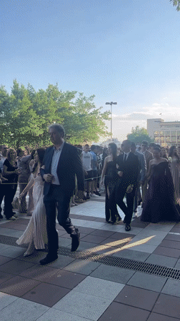 Graduation ceremony procession draws crowds in Blagoevgrad, Bulgaria