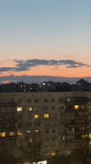 Dusk cityscape captured in Sinyavino, Russia