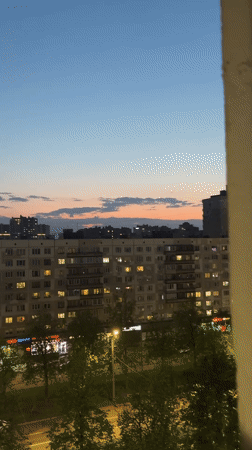Dusk cityscape captured in Sinyavino, Russia