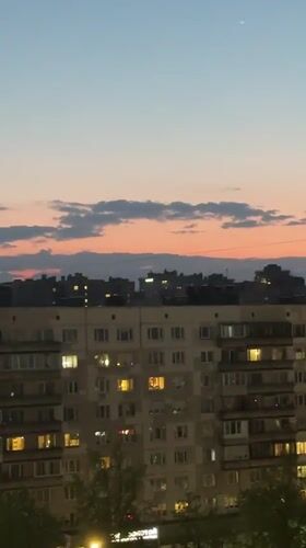 Dusk cityscape captured in Sinyavino, Russia
