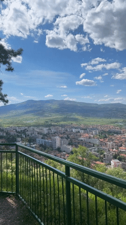 Elevated cityscape views captured in Kyustendil, Bulgaria