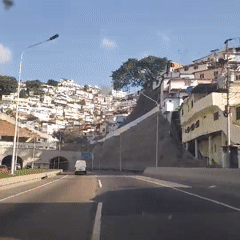 Vehicle records routine highway traffic in Caracas