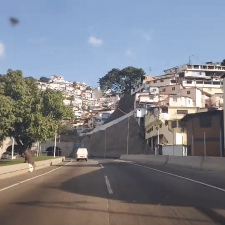 Vehicle records routine highway traffic in Caracas