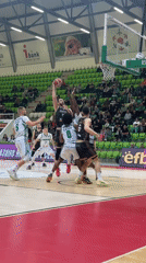 Basketball game underway in Botevgrad, Bulgaria