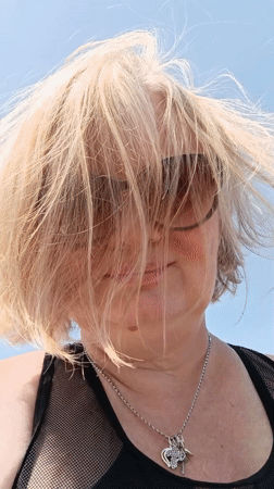 Woman enjoys morning beach visit in Aksu, Turkey