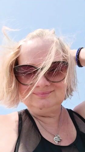 Woman enjoys morning beach visit in Aksu, Turkey