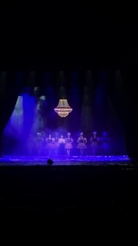 Theater performance and casual moment documented in Rusanovo