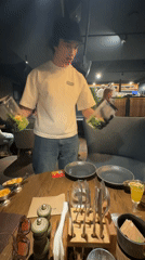 Diner observed at restaurant table in Engels, Russia