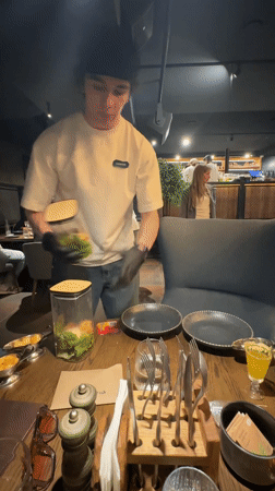 Diner observed at restaurant table in Engels, Russia