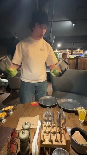 Diner observed at restaurant table in Engels, Russia