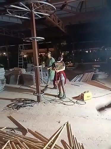 Construction work and river boats documented in Panaji waterfront
