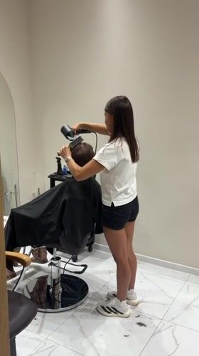 Hair drying underway at a Budva salon