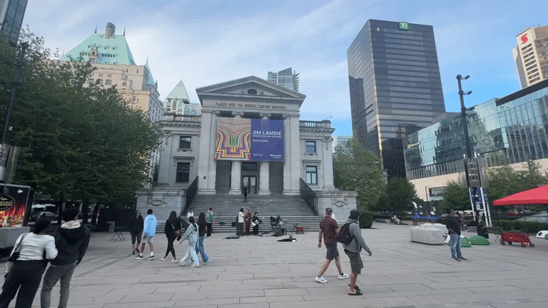 Downtown Vancouver landmarks documented during early morning walkabout