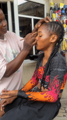 Outdoor makeup session in a Badagry market, start to finish
