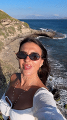 Clifftop selfies overlooking Aegean Sea in Bodrum