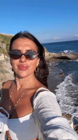 Clifftop selfies overlooking Aegean Sea in Bodrum