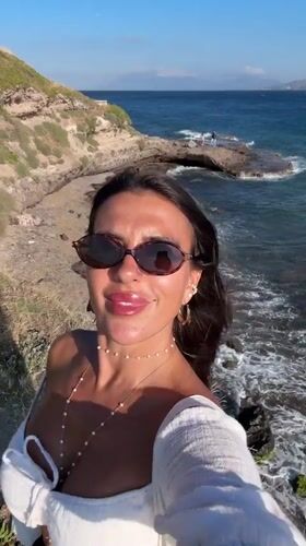Clifftop selfies overlooking Aegean Sea in Bodrum
