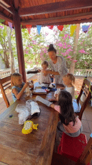 Family arts and crafts session in Mũi Né