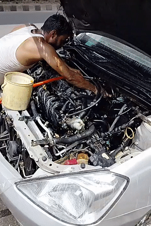Deep clean of a silver car, inside and out, Dhaka