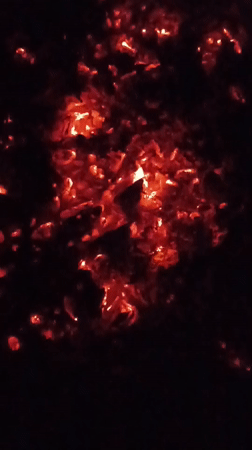 Fire embers captured on video in Viadana, Italy