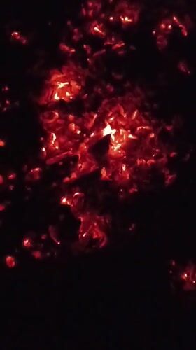 Fire embers captured on video in Viadana, Italy