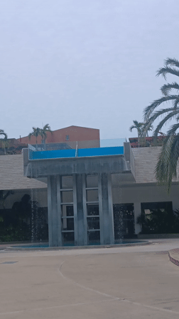 Fountain and clouds observed in Pampatar, Venezuela