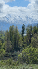 Morning mountain vista captured in Bishkek, Kyrgyzstan
