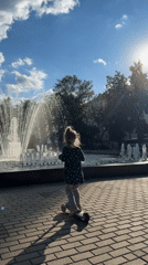 Sunny afternoon at a Voronezh fountain plaza