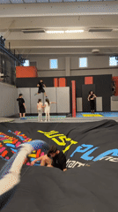 Man rolls from trampoline into foam pit at Sofia park