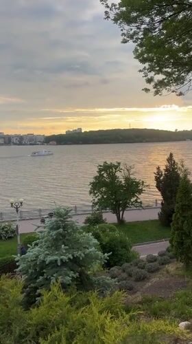 Sunset walk documented around Ternopil Lake, Ukraine