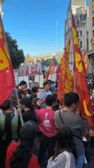 Large demonstration fills central Buenos Aires streets with flags