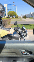 Motorcyclist in black leather observed riding Honda in Hrodna