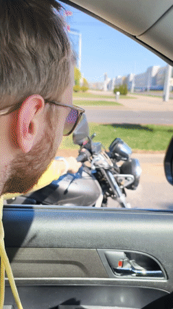 Motorcyclist in black leather observed riding Honda in Hrodna