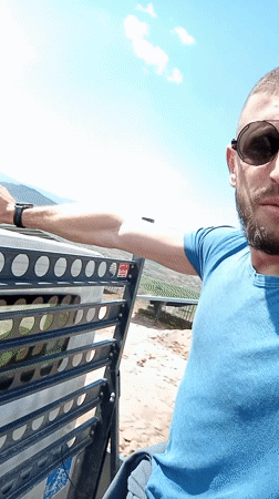 Man photographed at Bulgarian solar farm on April 7