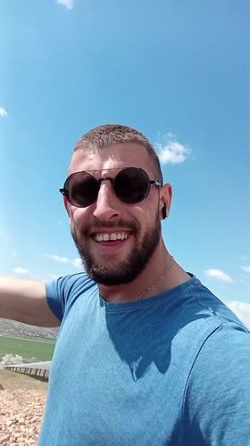 Man photographed at Bulgarian solar farm on April 7