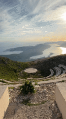 Sunset at Kuk's hilltop amphitheater overlooking a Montenegrin bay