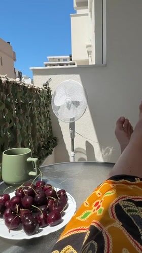 Cherries, a fan, and a lazy summer morning in Bar