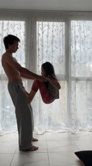 Children perform playful exercises in Saratov apartment