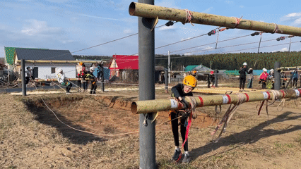 Youth navigates ropes course in Sarapul, Russia
