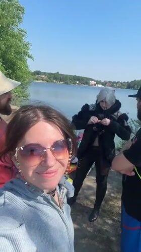 Friends gather for lakeside costume event in Lyubertsy