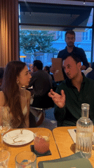 Dinner conversation at a modern Copenhagen restaurant