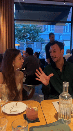 Dinner conversation at a modern Copenhagen restaurant