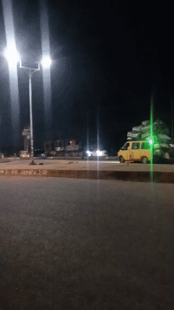 Yellow van spotted on traffic circle platform in Bukuru