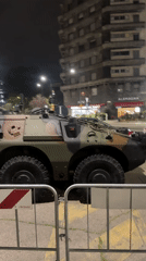 Armored military vehicle spotted on Milan streets at night