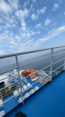 Ferry passenger records deck view near Keramoti, Greece