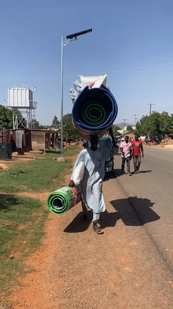 Cattle herd shares roads with daily life in Vom, Nigeria
