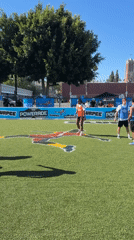 Late-night soccer game on artificial turf in Los Angeles
