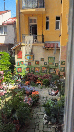 Art courtyards, monuments, and cathedral street in central Sofia